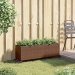vidaXL Jardinière avec roulettes et 3 pots marron 107x32x38 cm rotin