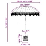 vidaXL Parasol balinais 260 Crème 180-190 cm Coton et bois massif