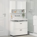 vidaXL Ensemble de mobilier de salle de bain avec tiroir 2 Pièces Blanc