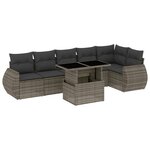 vidaXL Salon de jardin avec coussins 7 Pièces gris résine tressée