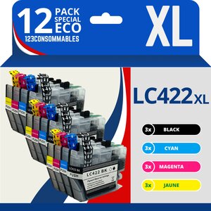 LC422XL - Pack 12 cartouches Brother LC422 XL compatibles MFC-J5340DW J5740DW