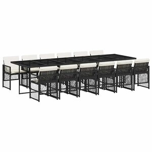 vidaXL Ensemble à manger de jardin 13 Pièces coussins noir résine tressée