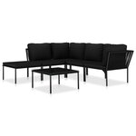 vidaXL Salon de jardin 6 Pièces avec coussins Noir PVC