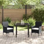 vidaXL Ensemble de jardin 2 pièces noir en poly rotin