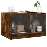 vidaXL Table basse avec portes en verre chêne fumé 68x50x42 cm