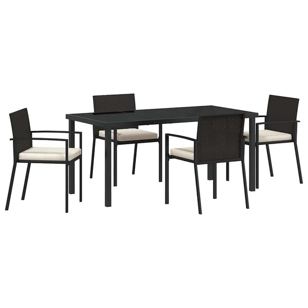 vidaXL Ensemble de salle à manger pour jardin 5 Pièces Noir Poly rotin