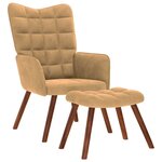 vidaXL Chaise de relaxation avec tabouret Marron Velours