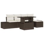 vidaXL Ensemble de canapé de jardin 6 Pièces Marron Poly rotin