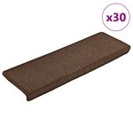 vidaXL Tapis d'escalier 30 pièces 65 x 21 x 4 cm Marron café Bord rectangulaire