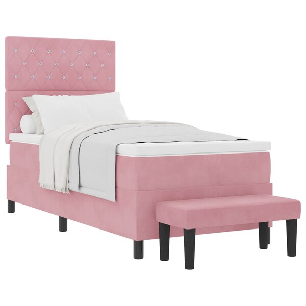 vidaXL Lit à ressorts avec tête de lit Rose 190 x 90 cm Velours