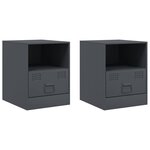 vidaXL Tables de chevet 2 Pièces anthracite 34 5x39x44 cm acier