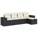 vidaXL Salon de jardin 5 Pièces avec coussins noir résine tressée
