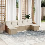 vidaXL Salon de jardin avec coussins 7 Pièces beige résine tressée