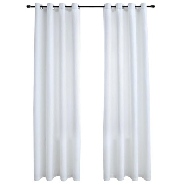 vidaXL Rideau occultant et anneaux en métal 2Pièces Blanc cassé 140x175cm