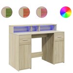 vidaXL Bureau avec lumières LED chêne sonoma bois d'ingénierie
