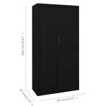 Armoire de bureau moderne avec porte coulissante 90 x 40 x 180 cm capacité de charge élevée en acier noir 02_0046820
