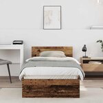 vidaXL Cadre de lit sans matelas et tête de lit  bois ancien  75x190 cm