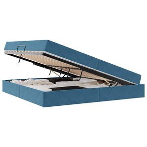 vidaXL Lit avec rangement et matelas Bleu foncé 200 x 200 cm Velours