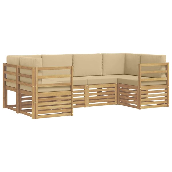 vidaXL Ensemble de canapés d'extérieur 6 pc Blanc et Beige Polyester