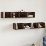 vidaXL Armoires murales 2Pièces chêne marron 99x18x16 5cm bois ingénierie