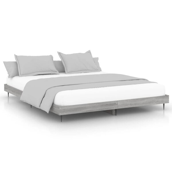 vidaXL Cadre de lit sonoma gris 200x200 cm bois d'ingénierie