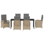 vidaXL Ensemble de Salle à Manger de Jardin 7 Pièces avec Coussins - Rattan Poly Beige