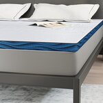 vidaXL Coussins de Matelas Blanc et Bleu 200 x 200 cm