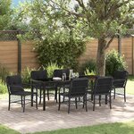 vidaXL Ensemble de salle à manger pour jardin 7 Pièces Noir polyrotin