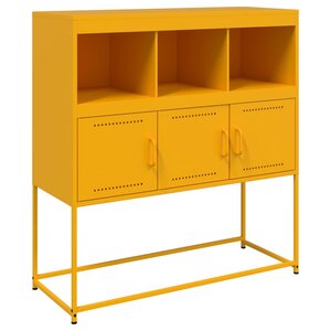 vidaXL Buffet jaune moutarde 100 5x39x107 cm acier