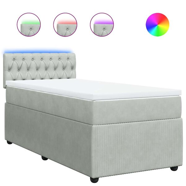 vidaXL Sommier à lattes de lit et matelas Gris clair 100x200cm Velours