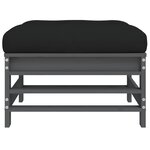 vidaXL Repose-pied de jardin avec coussin gris bois de pin massif