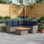 vidaXL Ensembles de meubles 4 Pièces Gris et bleu marine Rotin PE