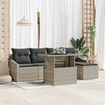 vidaXL Ensemble de salon de jardin 6 pièces avec coussins gris clair en poly rattan