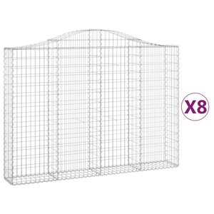 vidaXL Paniers à gabions arqués 8 Pièces 200x30x140/160 cm Fer galvanisé