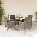 vidaXL Ensemble à manger de jardin et coussins 5 Pièces gris rotin acacia