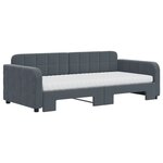 vidaXL Lit de jour avec gigogne et matelas gris foncé 90x190cm velours