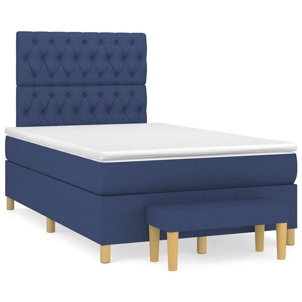 vidaXL Sommier à lattes de lit avec matelas bleu 120x190 cm tissu