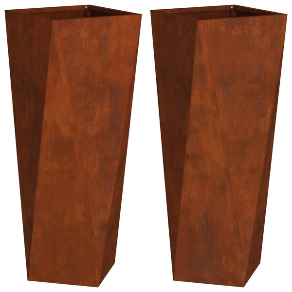 vidaXL Jardinière 2 Pièces Rouillé 30 x 30 x 75 cm