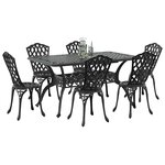 vidaXL Ensemble de salle à manger pour jardin 7 Pièces Noir Aluminium