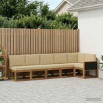 vidaXL Ensemble de canapés d'extérieur 6 pc Naturel et Beige Polyester