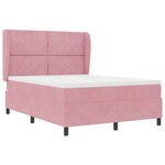 vidaXL Lit à ressorts avec un matelas rose en velours de 140 x 190 cm
