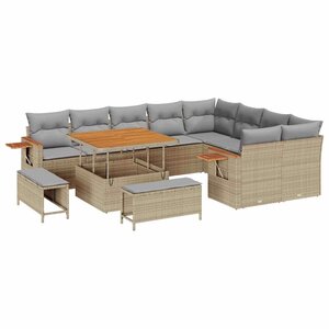 vidaXL Ensemble de canapé de jardin 12 Pièces Beige et Gris clair