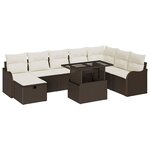 vidaXL Ensemble de canapé de jardin 9 Pièces Marron Poly rotin