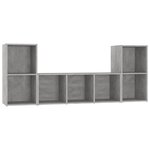 vidaXL Ensemble de meubles TV 3 Pièces Gris béton Bois d'ingénierie