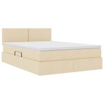 vidaXL Lit de rangement LED avec matelas Crème 140 x 190 cm Tissu
