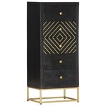 vidaXL Armoire à tiroirs Noir et doré 45x30x105 cm Bois de manguier