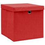 vidaXL Boîtes de rangement et couvercles 4 Pièces Rouge 32x32x32 cm Tissu