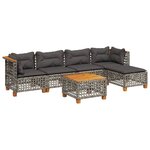 vidaXL Salon de jardin 6 Pièces avec coussins gris résine tressée