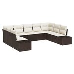 vidaXL Ensemble de canapé de jardin 9 Pièces Marron et crème Poly Rattan
