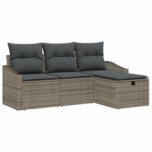 vidaXL Ensemble de Canapés avec coussin 4 Pièces Gris polyrotin